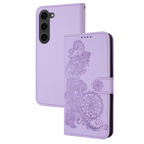 Coque Portefeuille Fleurs Livre Cuir Etui Clapet Y01X pour Samsung Galaxy S22 Plus 5G Violet