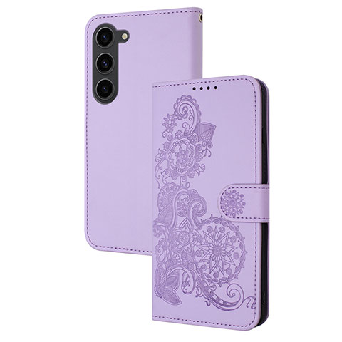 Coque Portefeuille Fleurs Livre Cuir Etui Clapet Y01X pour Samsung Galaxy S24 5G Violet
