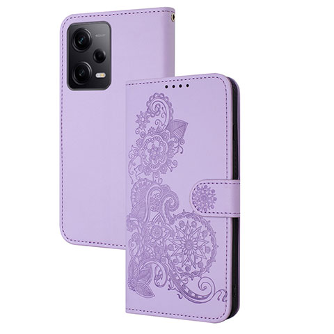 Coque Portefeuille Fleurs Livre Cuir Etui Clapet Y01X pour Xiaomi Redmi Note 12 Pro 5G Violet