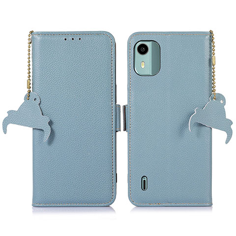 Coque Portefeuille Livre Cuir Etui Clapet A01D pour Nokia C12 Plus Bleu Clair