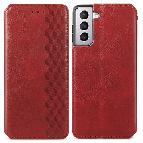 Coque Portefeuille Livre Cuir Etui Clapet A01D pour Samsung Galaxy S21 5G Rouge