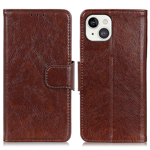 Coque Portefeuille Livre Cuir Etui Clapet A02 pour Apple iPhone 13 Marron