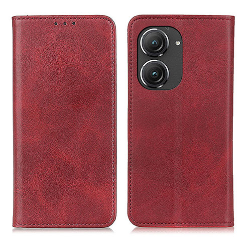 Coque Portefeuille Livre Cuir Etui Clapet A02D pour Asus Zenfone 9 Rouge