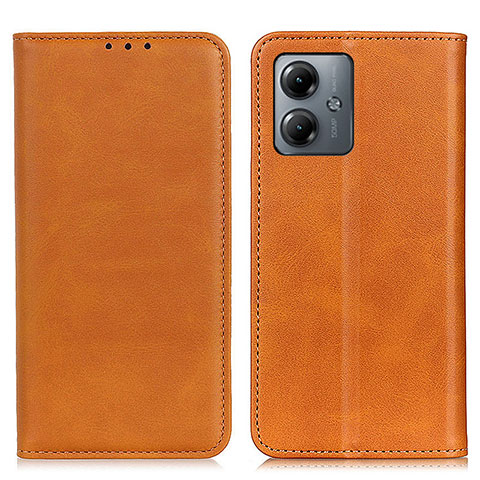 Coque Portefeuille Livre Cuir Etui Clapet A02D pour Motorola Moto G14 Brun Clair