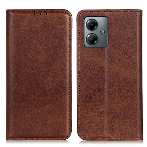 Coque Portefeuille Livre Cuir Etui Clapet A02D pour Motorola Moto G14 Marron