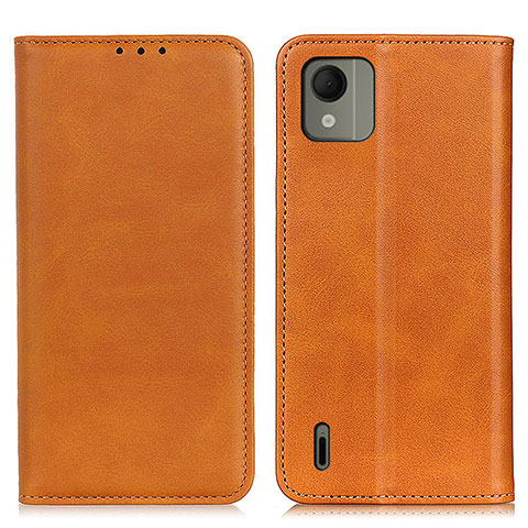 Coque Portefeuille Livre Cuir Etui Clapet A02D pour Nokia C110 Brun Clair