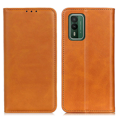 Coque Portefeuille Livre Cuir Etui Clapet A02D pour Nokia XR21 Brun Clair