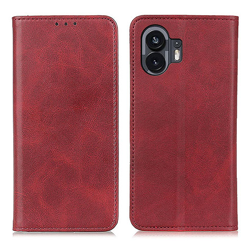 Coque Portefeuille Livre Cuir Etui Clapet A02D pour Nothing Phone 2 Rouge