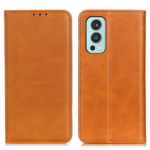 Coque Portefeuille Livre Cuir Etui Clapet A02D pour OnePlus Nord 2 5G Brun Clair