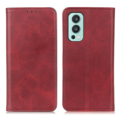 Coque Portefeuille Livre Cuir Etui Clapet A02D pour OnePlus Nord 2 5G Rouge