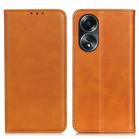 Coque Portefeuille Livre Cuir Etui Clapet A02D pour Oppo A18 Brun Clair