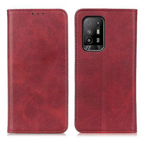 Coque Portefeuille Livre Cuir Etui Clapet A02D pour Oppo F19 Pro+ Plus 5G Rouge