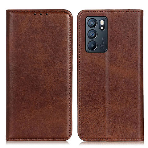 Coque Portefeuille Livre Cuir Etui Clapet A02D pour Oppo Reno6 5G Marron