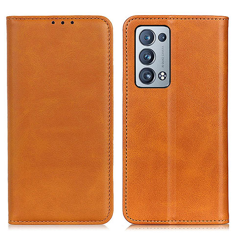 Coque Portefeuille Livre Cuir Etui Clapet A02D pour Oppo Reno6 Pro 5G Brun Clair