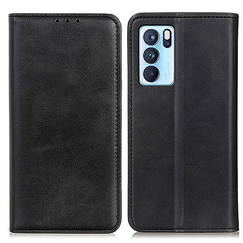 Coque Portefeuille Livre Cuir Etui Clapet A02D pour Oppo Reno6 Pro 5G India Noir