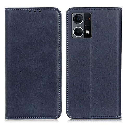 Coque Portefeuille Livre Cuir Etui Clapet A02D pour Oppo Reno8 4G Bleu