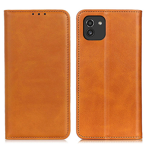 Coque Portefeuille Livre Cuir Etui Clapet A02D pour Samsung Galaxy A03 Brun Clair