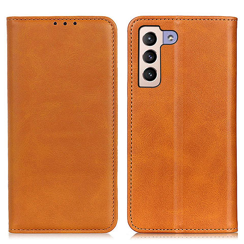 Coque Portefeuille Livre Cuir Etui Clapet A02D pour Samsung Galaxy S21 5G Brun Clair