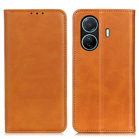 Coque Portefeuille Livre Cuir Etui Clapet A02D pour Vivo T1 5G Brun Clair