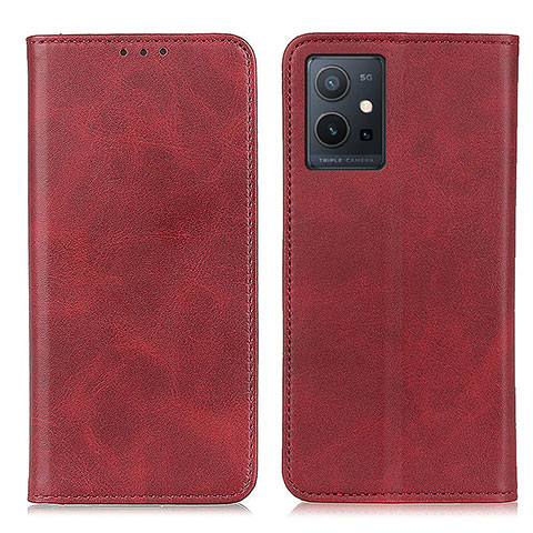 Coque Portefeuille Livre Cuir Etui Clapet A02D pour Vivo T1 5G India Rouge