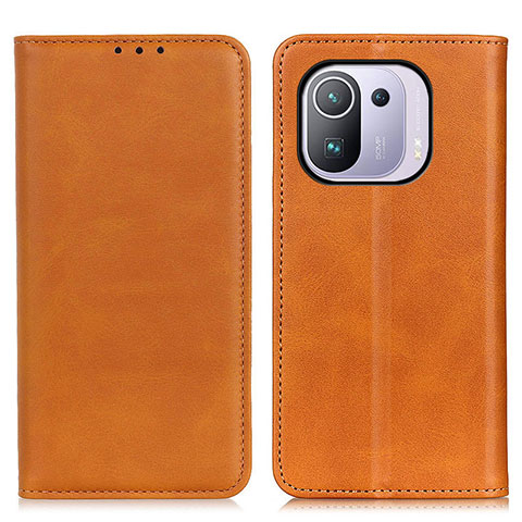 Coque Portefeuille Livre Cuir Etui Clapet A02D pour Xiaomi Mi 11 Pro 5G Brun Clair