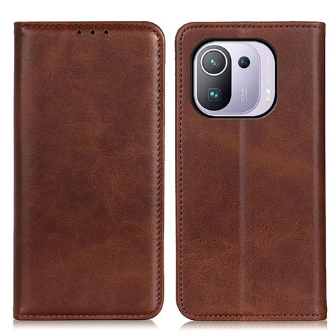 Coque Portefeuille Livre Cuir Etui Clapet A02D pour Xiaomi Mi 11 Pro 5G Marron