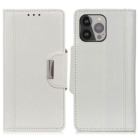 Coque Portefeuille Livre Cuir Etui Clapet A03 pour Apple iPhone 14 Pro Max Blanc