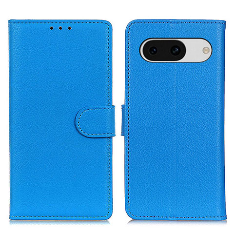 Coque Portefeuille Livre Cuir Etui Clapet A03D pour Google Pixel 8a 5G Bleu Ciel