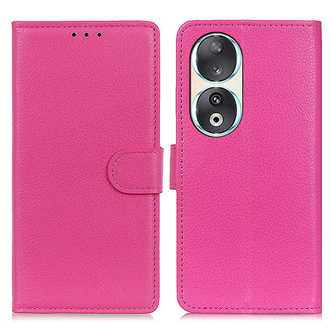 Coque Portefeuille Livre Cuir Etui Clapet A03D pour Huawei Honor 90 5G Rose Rouge