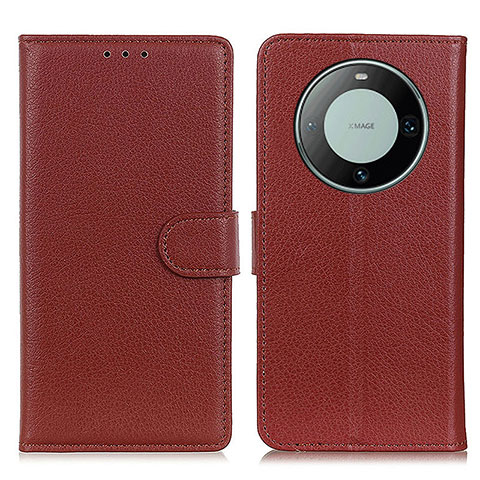 Coque Portefeuille Livre Cuir Etui Clapet A03D pour Huawei Mate 60 Marron