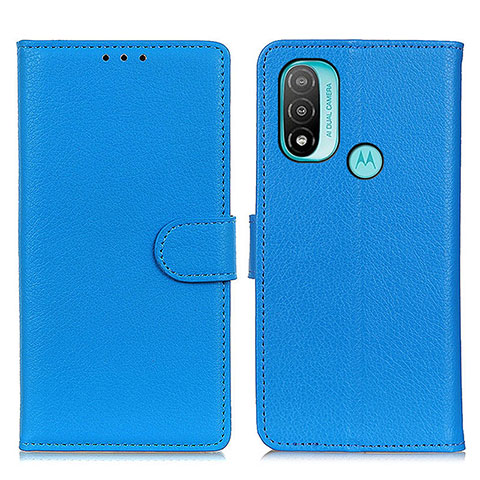 Coque Portefeuille Livre Cuir Etui Clapet A03D pour Motorola Moto E20 Bleu Ciel