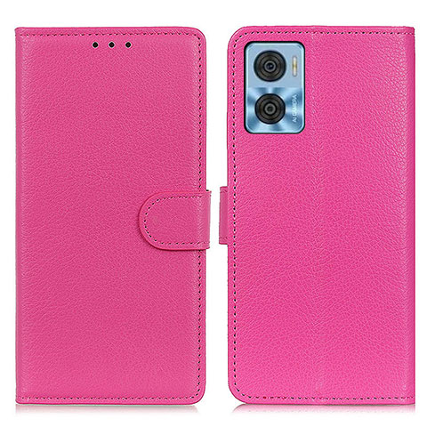 Coque Portefeuille Livre Cuir Etui Clapet A03D pour Motorola Moto E22 Rose Rouge