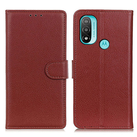 Coque Portefeuille Livre Cuir Etui Clapet A03D pour Motorola Moto E30 Marron