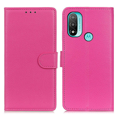 Coque Portefeuille Livre Cuir Etui Clapet A03D pour Motorola Moto E30 Rose Rouge