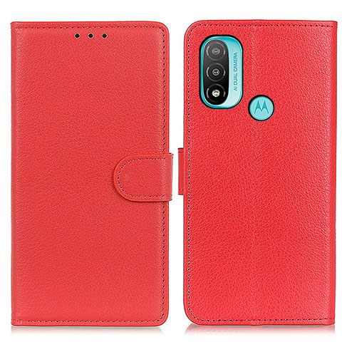 Coque Portefeuille Livre Cuir Etui Clapet A03D pour Motorola Moto E30 Rouge