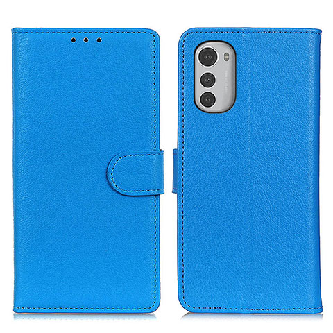 Coque Portefeuille Livre Cuir Etui Clapet A03D pour Motorola Moto E32s Bleu Ciel