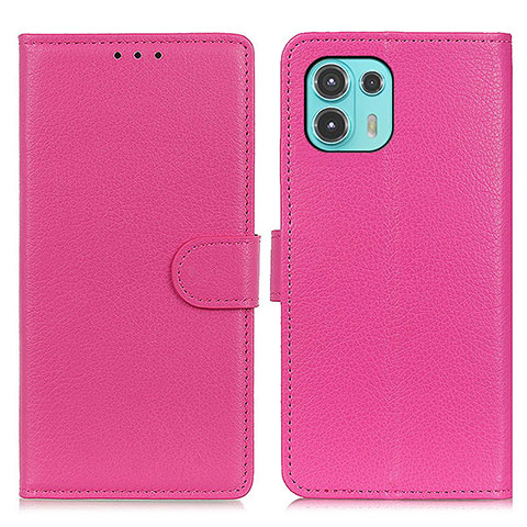 Coque Portefeuille Livre Cuir Etui Clapet A03D pour Motorola Moto Edge 20 Lite 5G Rose Rouge