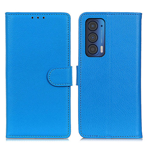 Coque Portefeuille Livre Cuir Etui Clapet A03D pour Motorola Moto Edge (2021) 5G Bleu Ciel