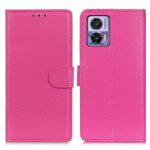 Coque Portefeuille Livre Cuir Etui Clapet A03D pour Motorola Moto Edge 30 Lite 5G Rose Rouge