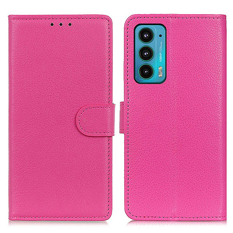 Coque Portefeuille Livre Cuir Etui Clapet A03D pour Motorola Moto Edge Lite 5G Rose Rouge