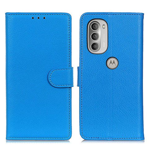 Coque Portefeuille Livre Cuir Etui Clapet A03D pour Motorola Moto G51 5G Bleu Ciel