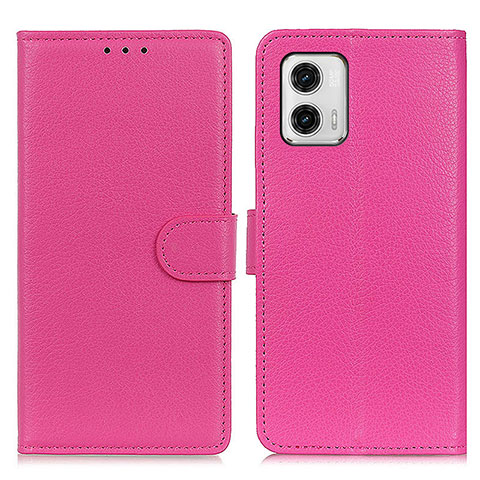 Coque Portefeuille Livre Cuir Etui Clapet A03D pour Motorola Moto G73 5G Rose Rouge