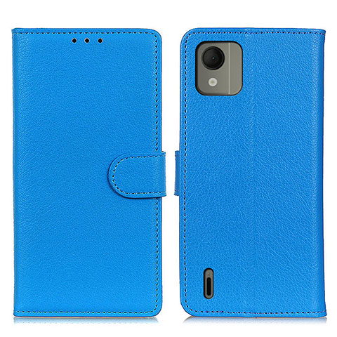 Coque Portefeuille Livre Cuir Etui Clapet A03D pour Nokia C110 Bleu Ciel