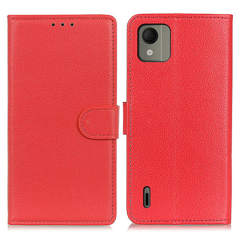 Coque Portefeuille Livre Cuir Etui Clapet A03D pour Nokia C110 Rouge