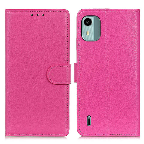 Coque Portefeuille Livre Cuir Etui Clapet A03D pour Nokia C12 Rose Rouge