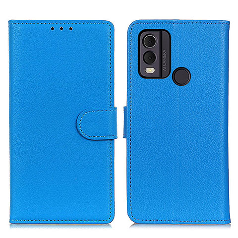 Coque Portefeuille Livre Cuir Etui Clapet A03D pour Nokia C22 Bleu Ciel