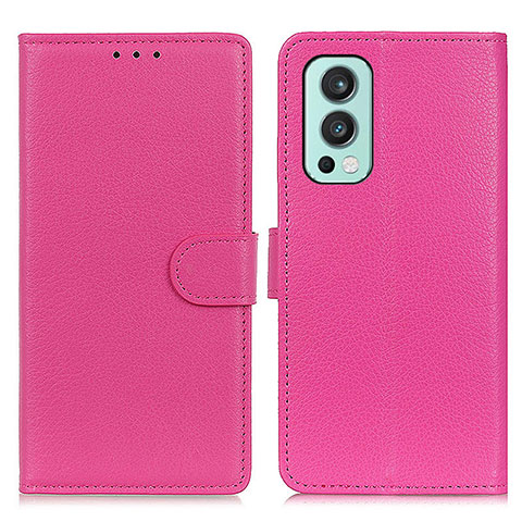 Coque Portefeuille Livre Cuir Etui Clapet A03D pour OnePlus Nord 2 5G Rose Rouge