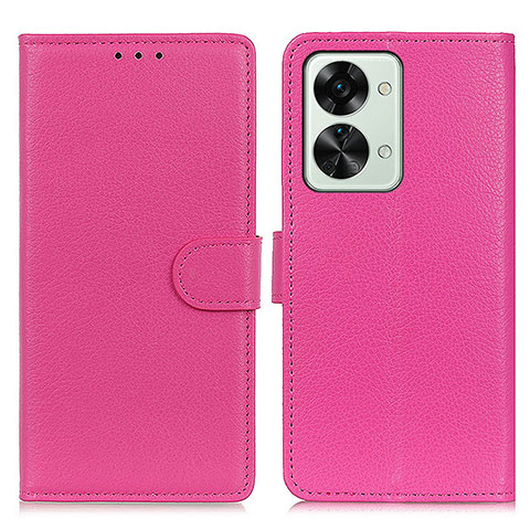 Coque Portefeuille Livre Cuir Etui Clapet A03D pour OnePlus Nord 2T 5G Rose Rouge