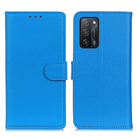 Coque Portefeuille Livre Cuir Etui Clapet A03D pour Oppo A53s 5G Bleu Ciel