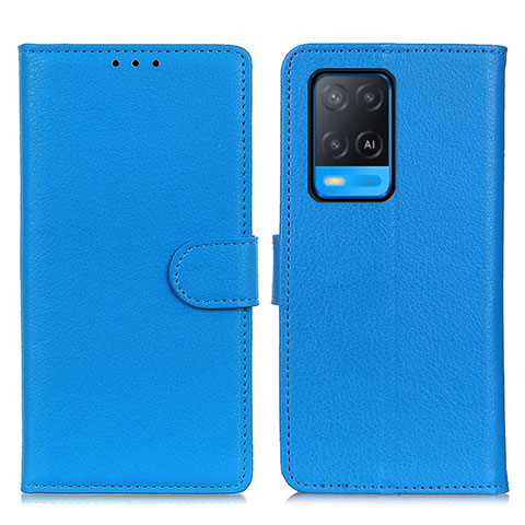 Coque Portefeuille Livre Cuir Etui Clapet A03D pour Oppo A54 4G Bleu Ciel